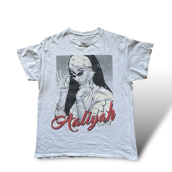 Aaliyah Graphic T-Shirt Women’s 1X White Short Sleeve Crew Neck Soft Cotton - Picture 4 of 5